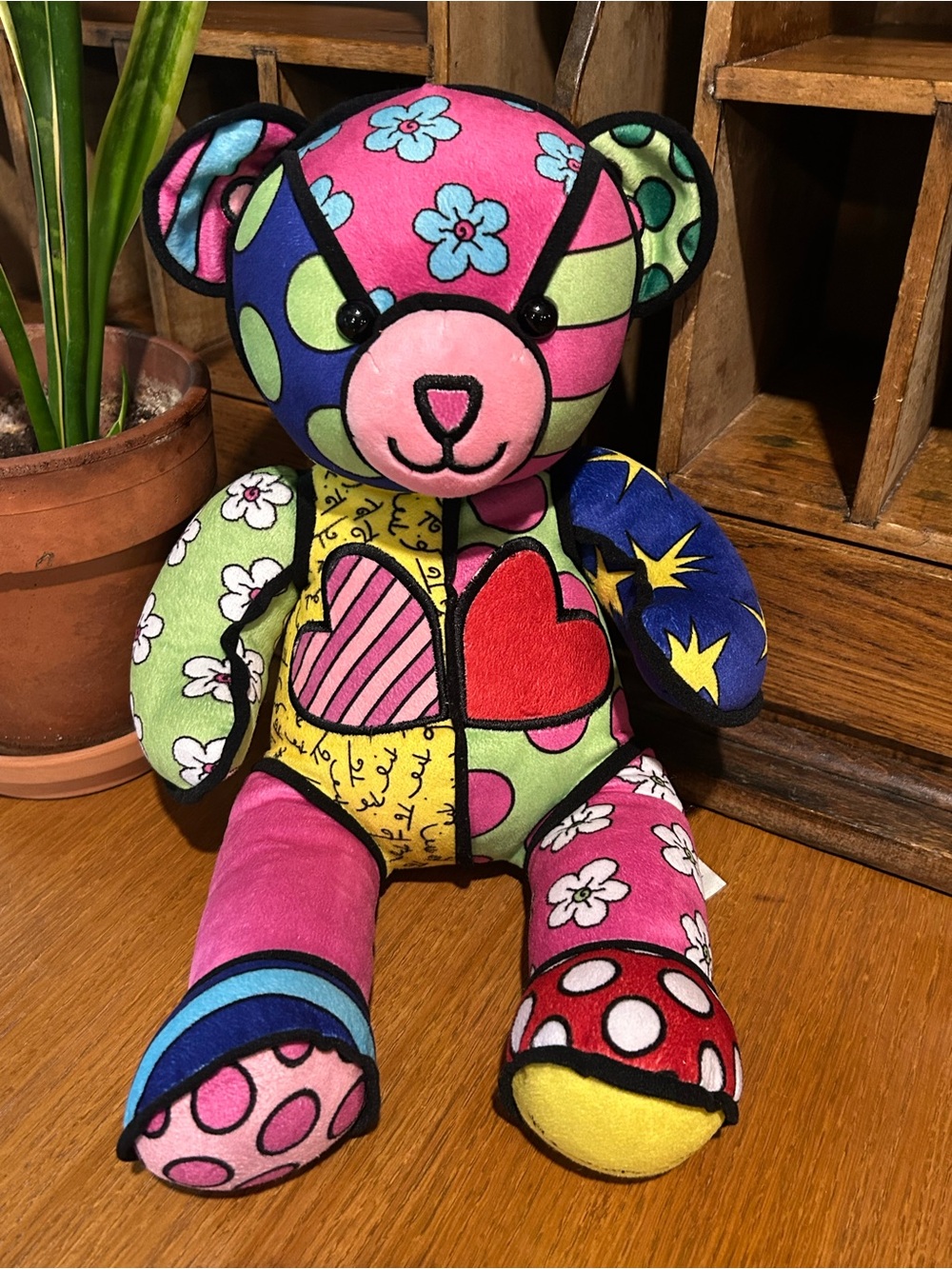 Limited Edition Build-A-Bear Workshop Romero Britto Patchwork Pop Art Teddy Bear